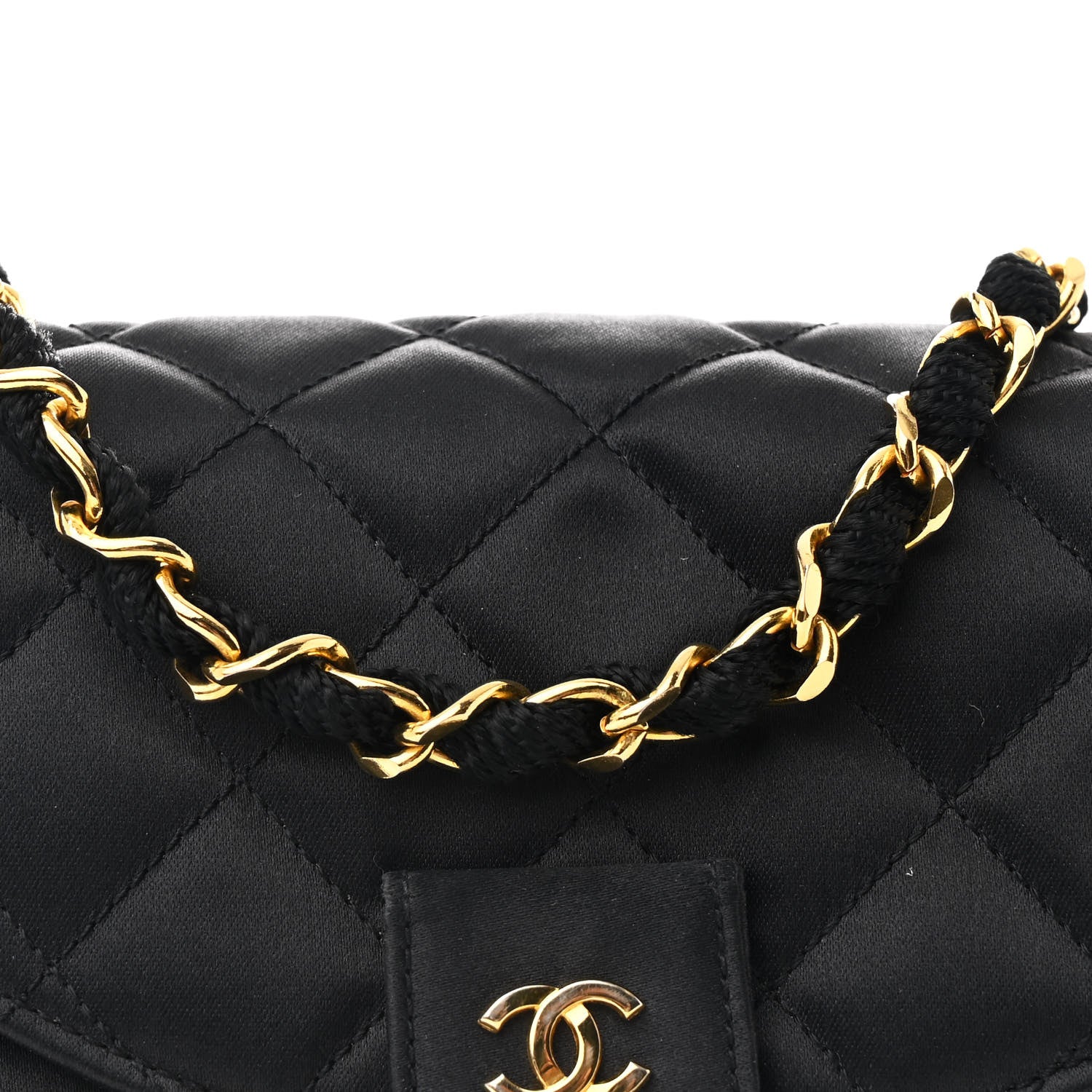 Chanel Satin Quilted Half Moon Flap Black 9 of 14