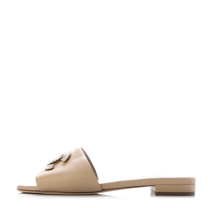 Chanel Lambskin Enamel CC Mules 38 Beige 1 of 9