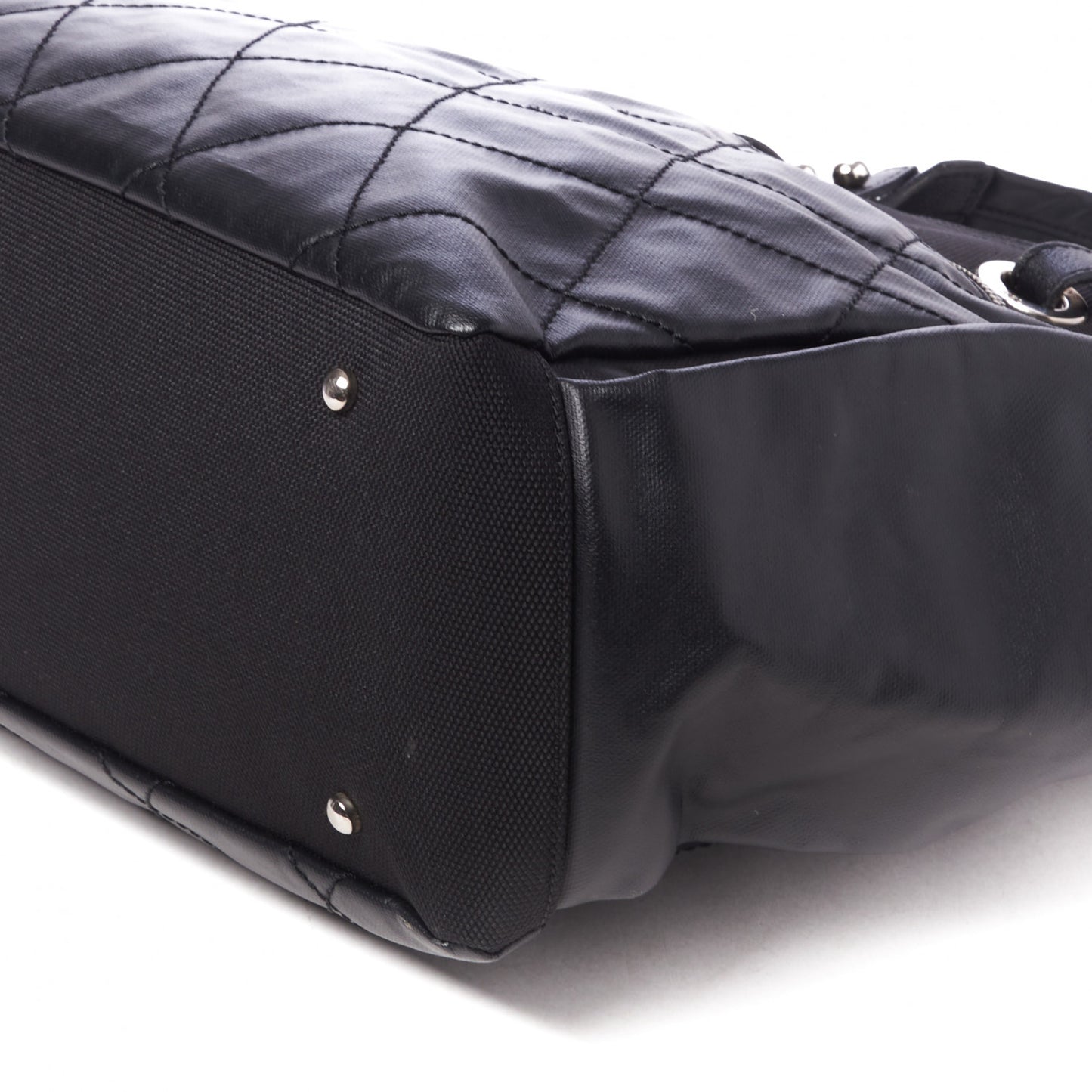 Coated Canvas Quilted Large Paris Biarritz Tote Black