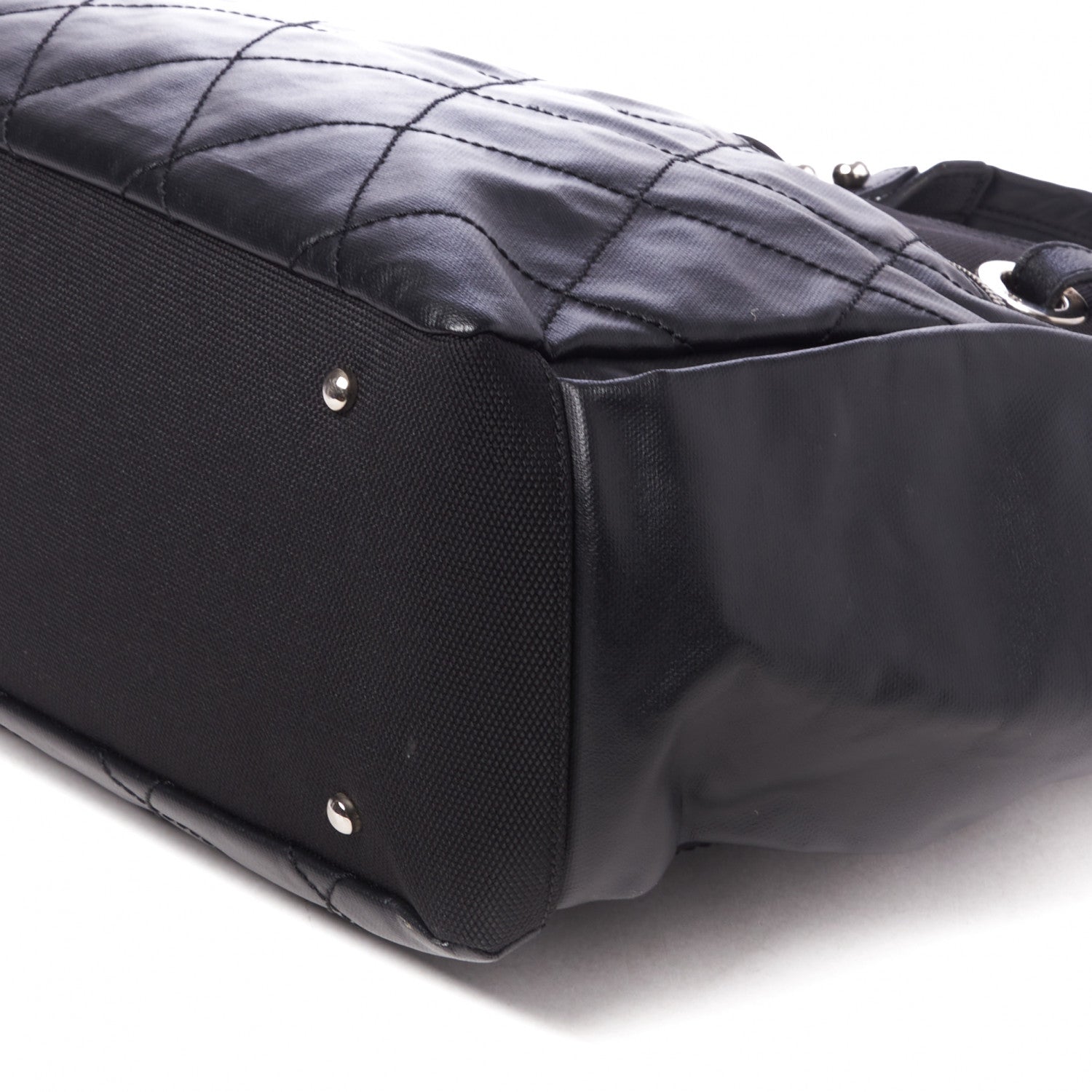Chanel Coated Canvas Quilted Large Paris Biarritz Tote Black 4 of 9