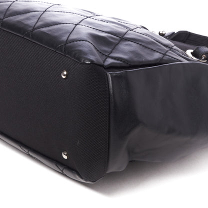 Chanel Coated Canvas Quilted Large Paris Biarritz Tote Black 4 of 9