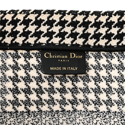 Christian Dior Canvas Houndstooth Embroidered Medium Book Tote Black White 6 of 17