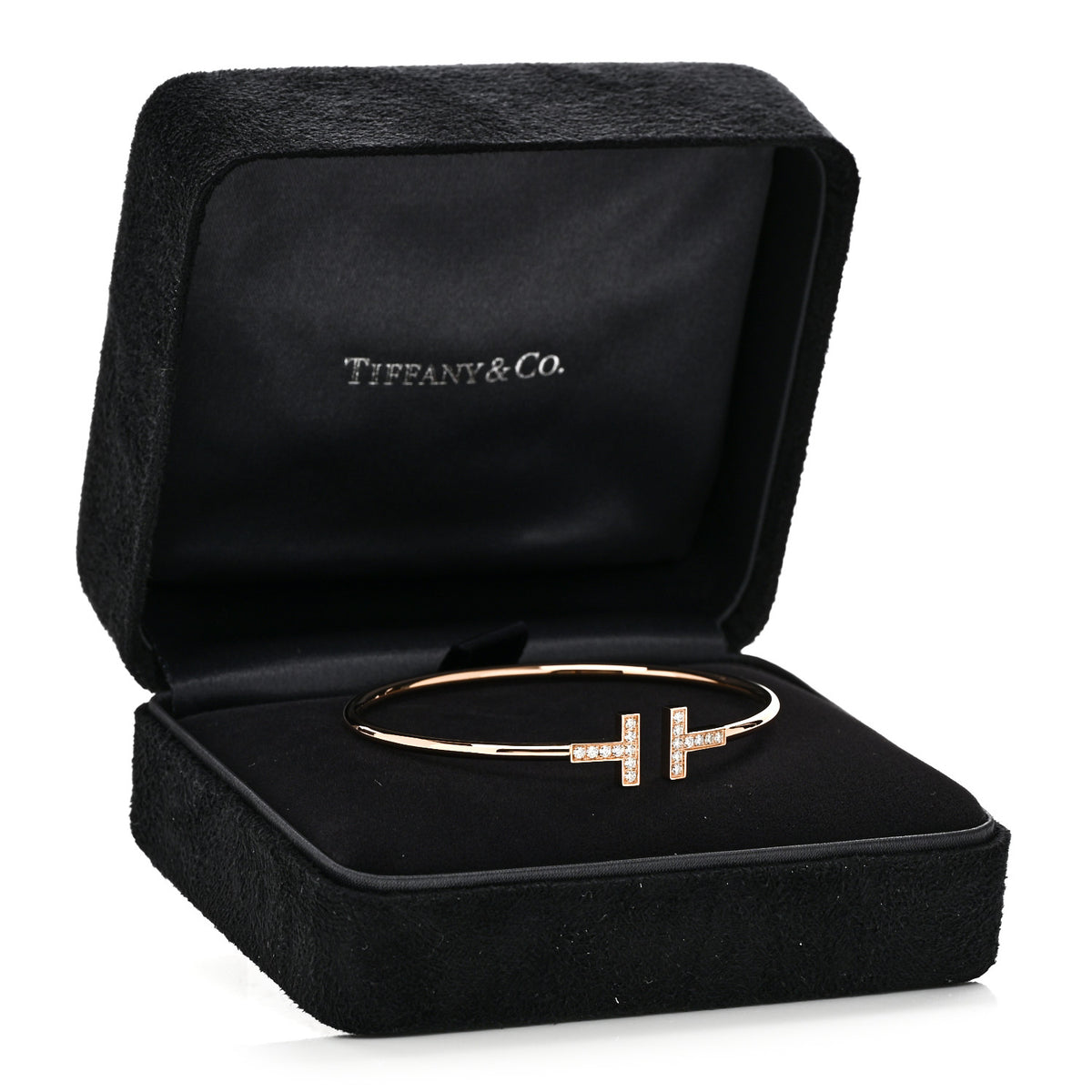 18K Rose Gold Diamond T Wire Bracelet