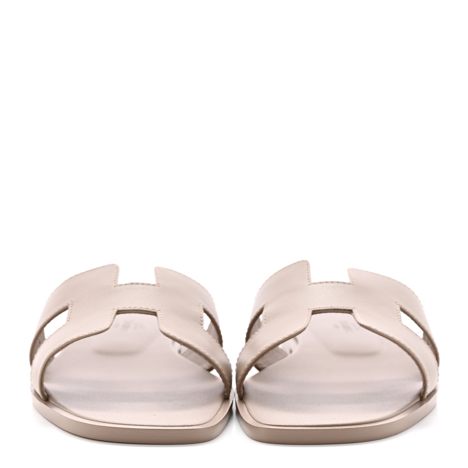 Hermes Box Calfskin Oran Sandals 37 Beige Mastic 2 of 11
