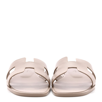 Hermes Box Calfskin Oran Sandals 37 Beige Mastic 2 of 11