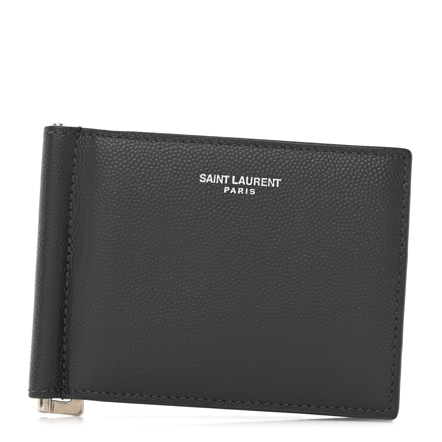 Saint Laurent SAINT LAURENT Grain De Poudre Bill Clip Card Case Grey 1 of 7