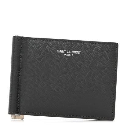Saint Laurent SAINT LAURENT Grain De Poudre Bill Clip Card Case Grey 1 of 7