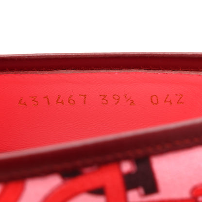 Gucci Betis Glamour Canvas Horsebit Print Womens Jordaan Loafers 39.5 Pink Rosso Ancora 9 of 10