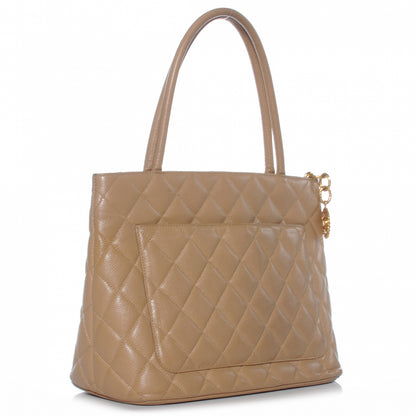 Chanel Caviar Quilted Medallion Tote Beige 3 of 8