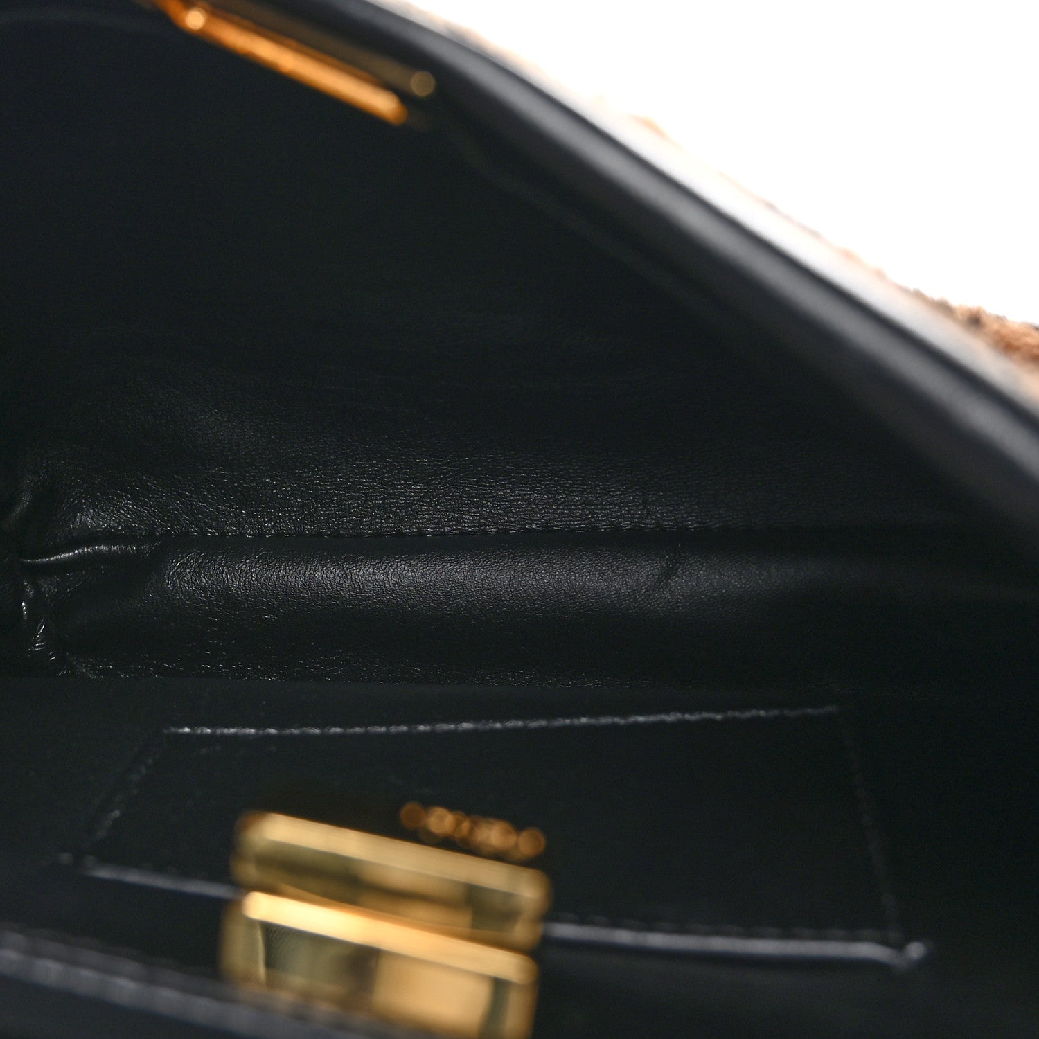Fendi Shearling Nappa Macro FF 1974 Mini Peekaboo Iconic Satchel Tobacco Black 6 of 10