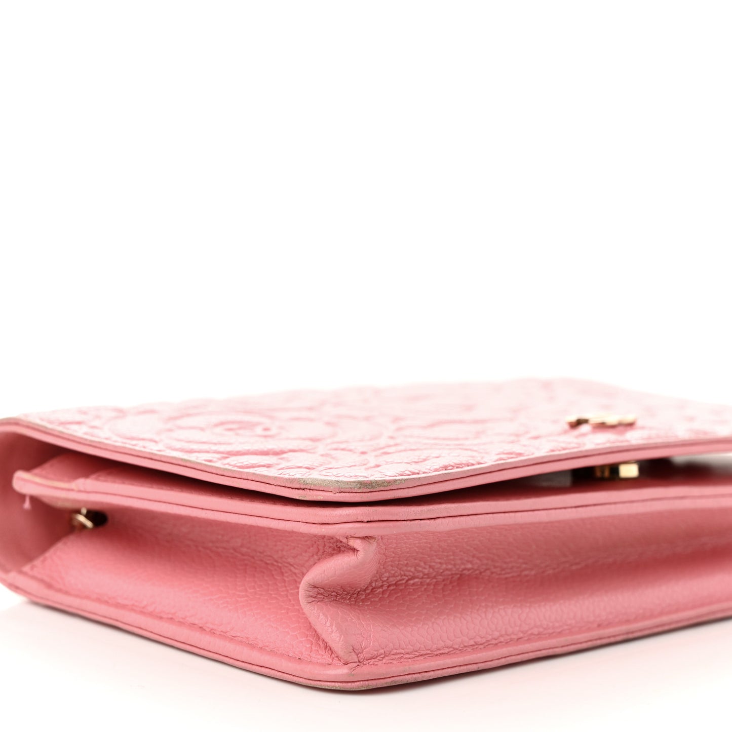 Caviar Camellia Embossed Wallet On Chain WOC Light Pink