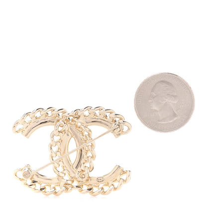Chanel Crystal Chain CC Brooch Gold 3 of 5