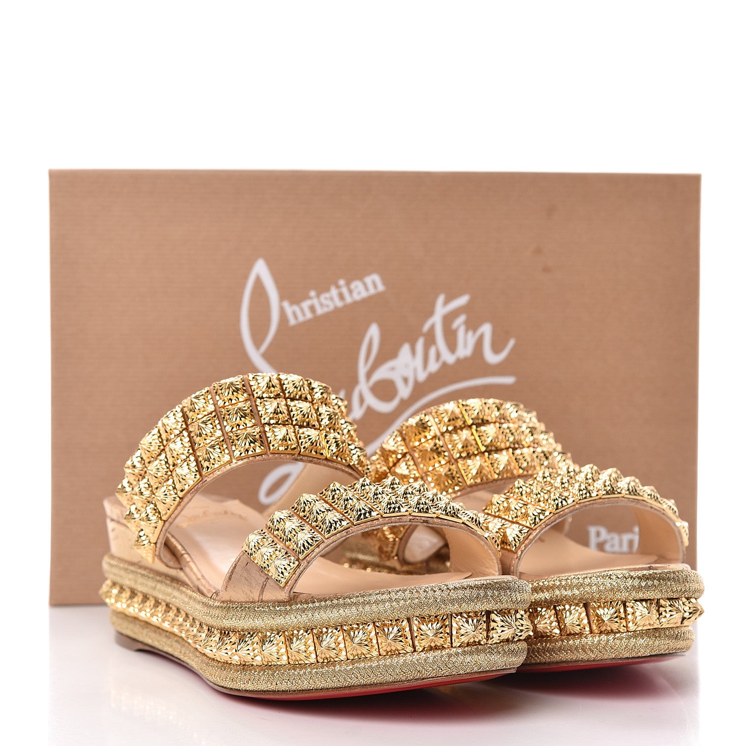 Christian Louboutin Liege Pepite 60 Platform Sandals 36 Version Gold 9 of 9