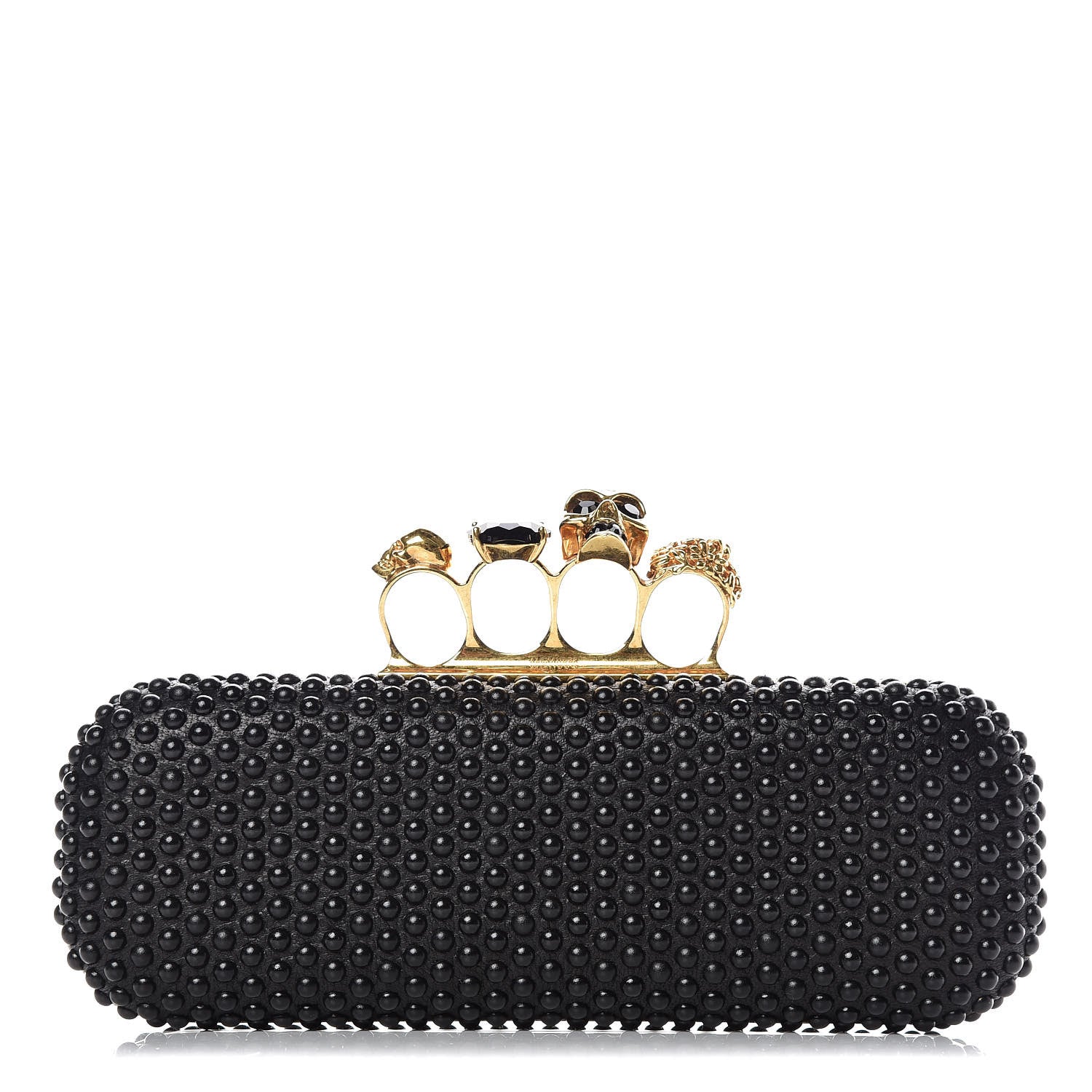 Alexander McQueen Nappa Studded Skull Knuckle Box Clutch Black 1 of 6