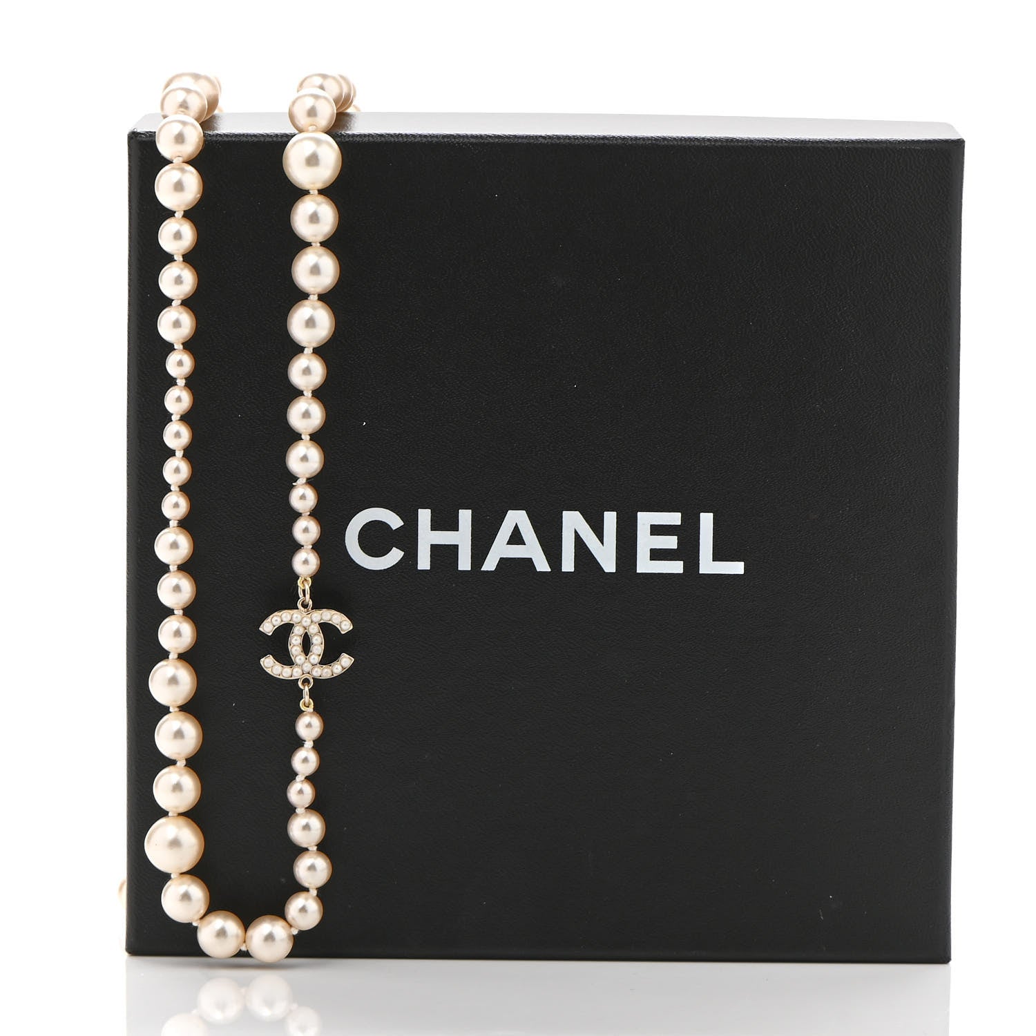 Chanel Graduated Pearl CC Long Necklace Gold 6 of 6