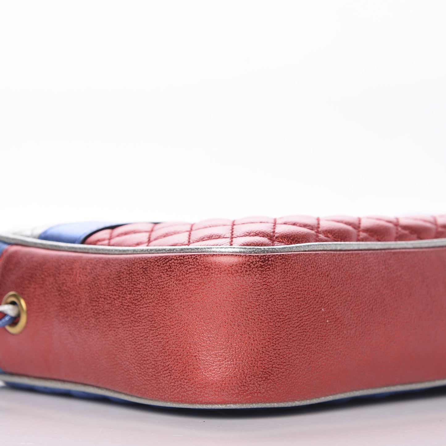 Laminated Nappa Trapuntata Small Zumi Shoulder Bag Rosso Marine Argento