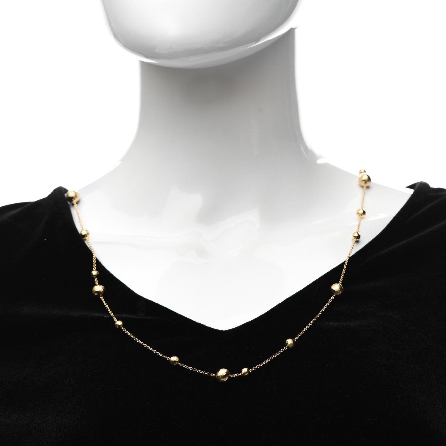 Tiffany 18K Yellow Gold Paloma Picasso Hammered Bead Station Necklace 2 of 4