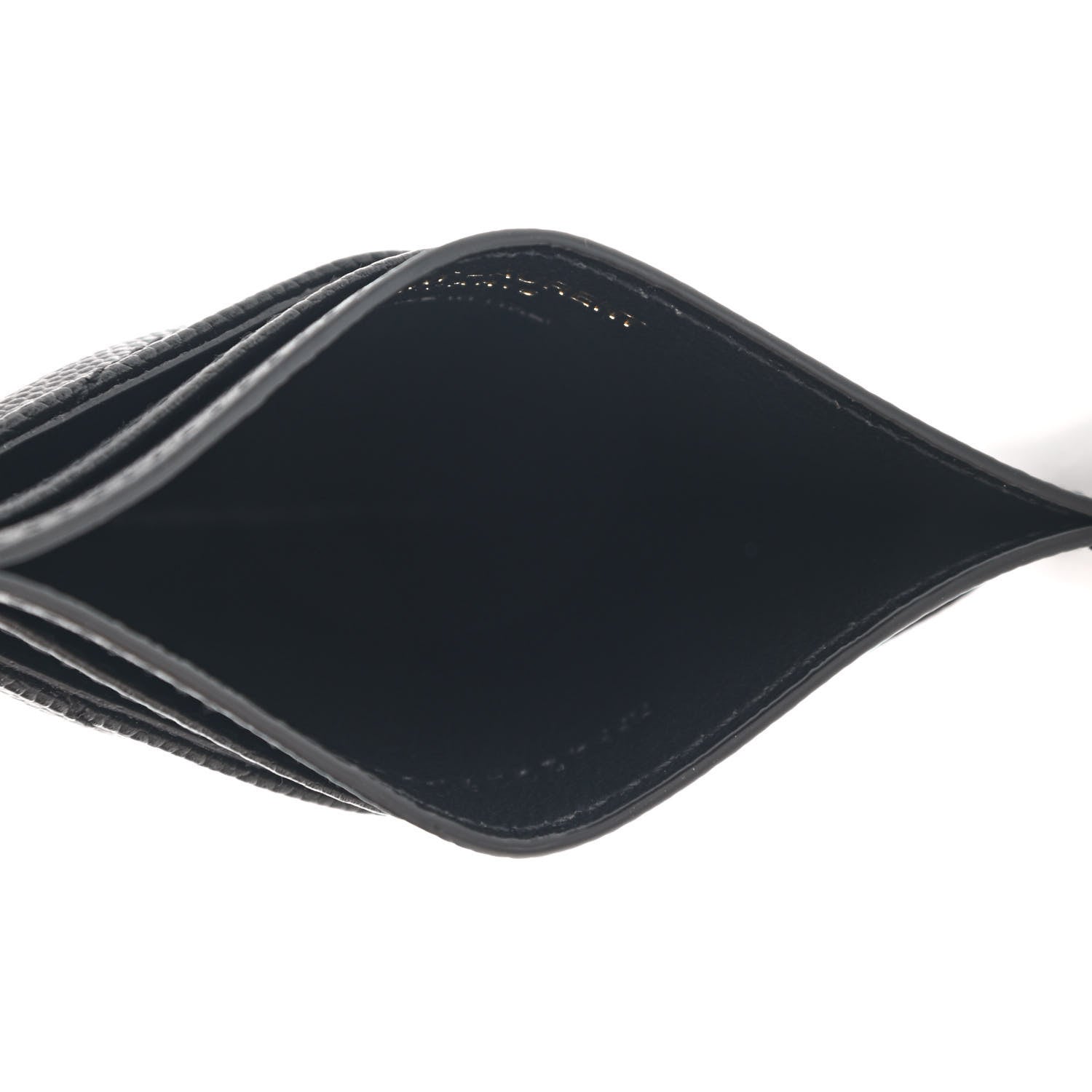 Saint Laurent Grain De Poudre Matelasse Chevron Monogram Credit Card Case Black 5 of 8