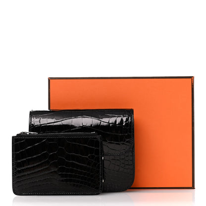Hermes Shiny Alligator Constance Slim Wallet Black 10 of 10