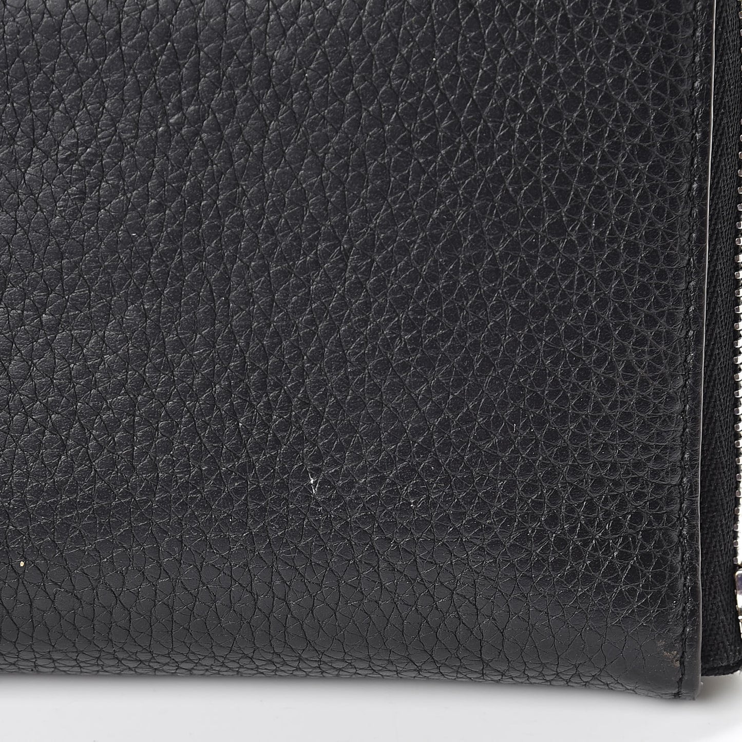Drummed Calfskin Zip Around Multifunction Wallet Black Citron