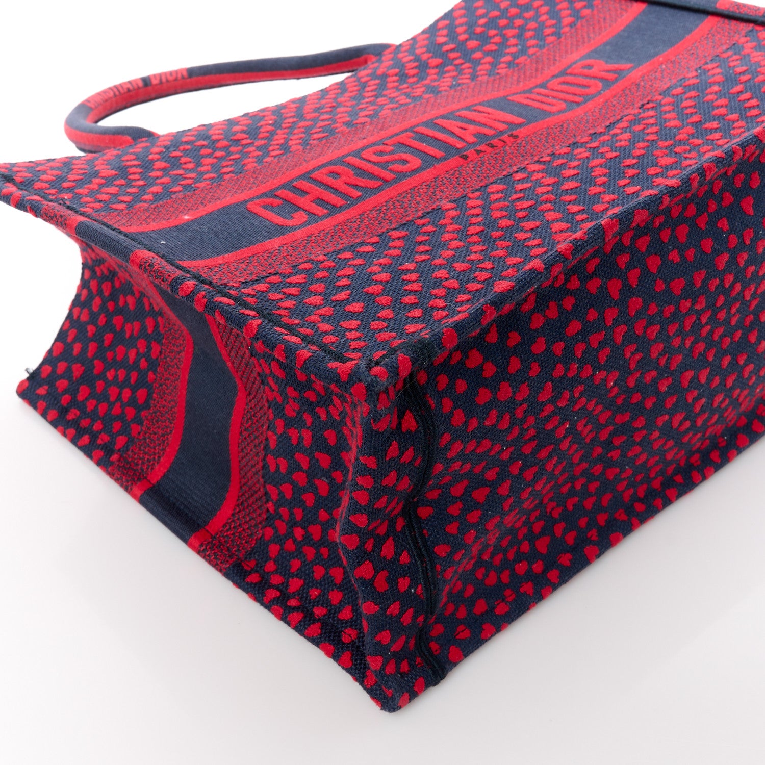 Christian Dior Canvas Embroidered Pop Heart I Love Paris Medium Book Tote Red Multicolor 9 of 12
