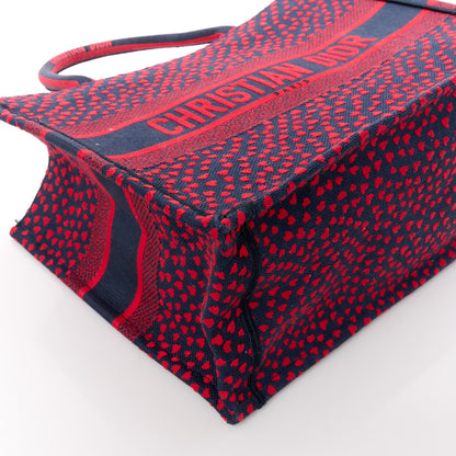 Christian Dior Canvas Embroidered Pop Heart I Love Paris Medium Book Tote Red Multicolor 9 of 12