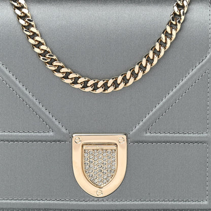 Christian Dior Satin Diorama Wallet on Chain Pouch Blue Gray 7 of 9