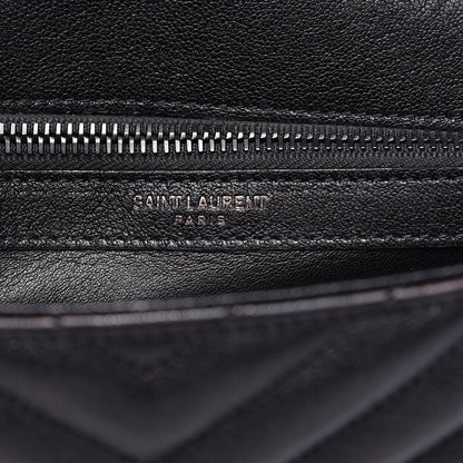 Saint Laurent Sheepskin Matelasse Chevron Monogram Medium College Bag Black 7 of 16