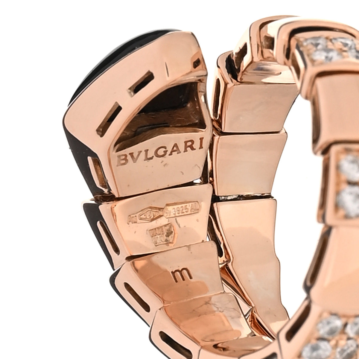 Bulgari 18K Rose Gold Diamond Black Onyx Serpenti Viper Ring M 4 of 5