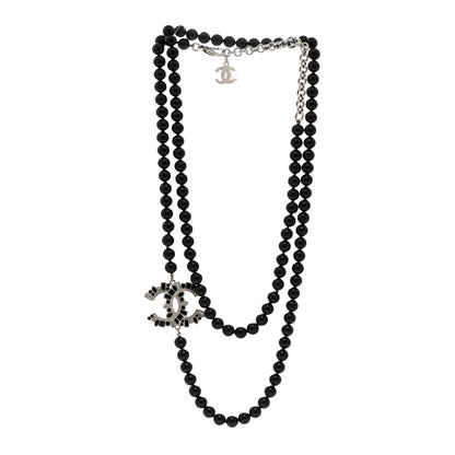 Chanel Pearl Crystal CC Camellia Necklace Ruthenium Black 3 of 5