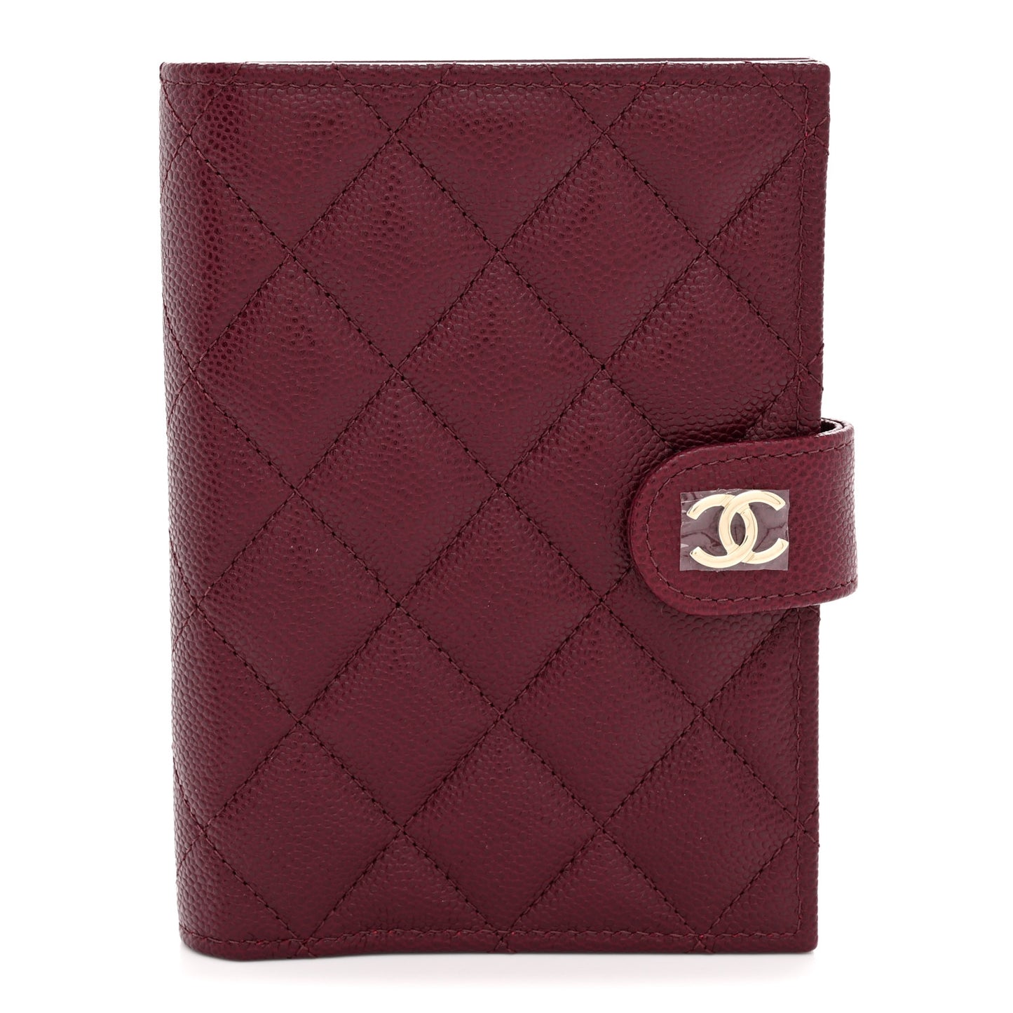 Caviar Quilted Passport Holder Dark Burgundy