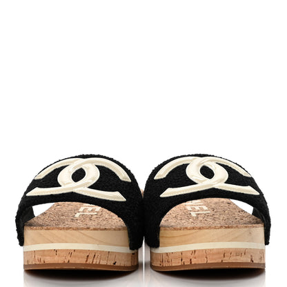 Chanel Tweed Cork CC Mule Sandal 36 Black 2 of 9