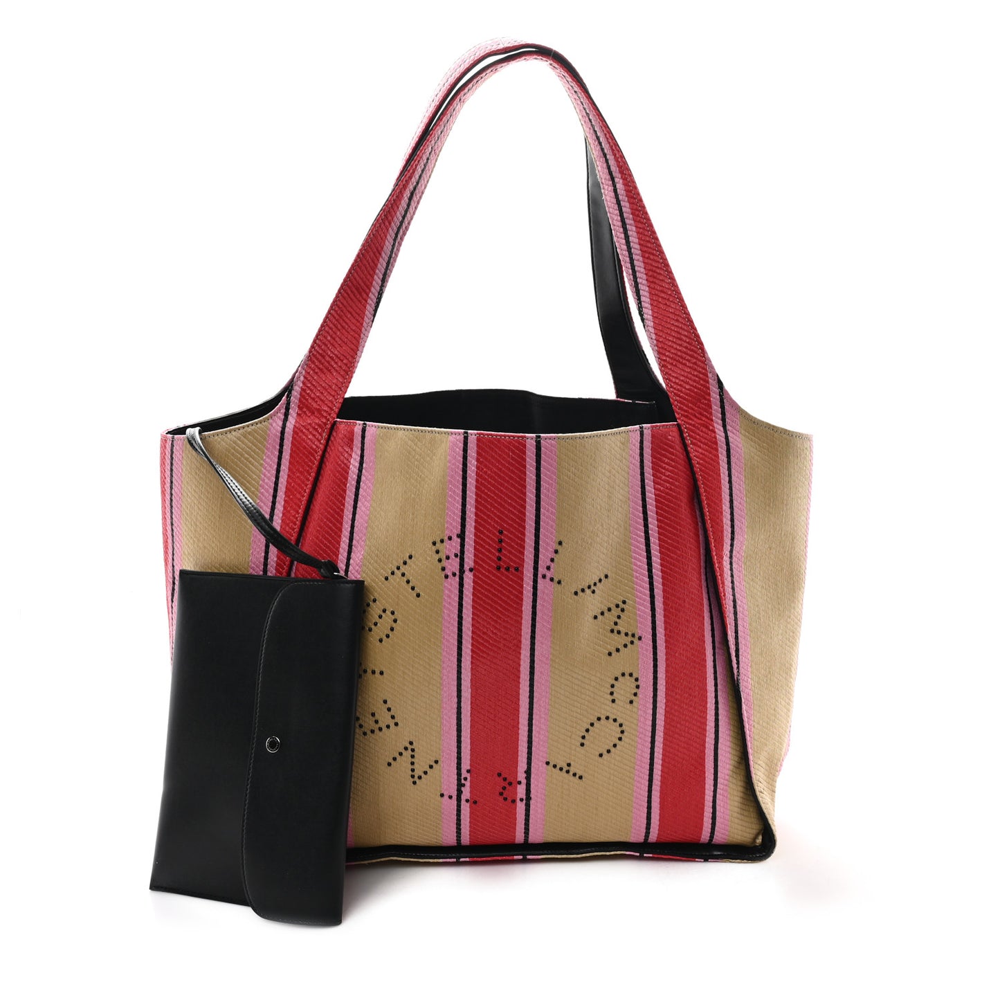 Raffia Striped Logo Tote Red
