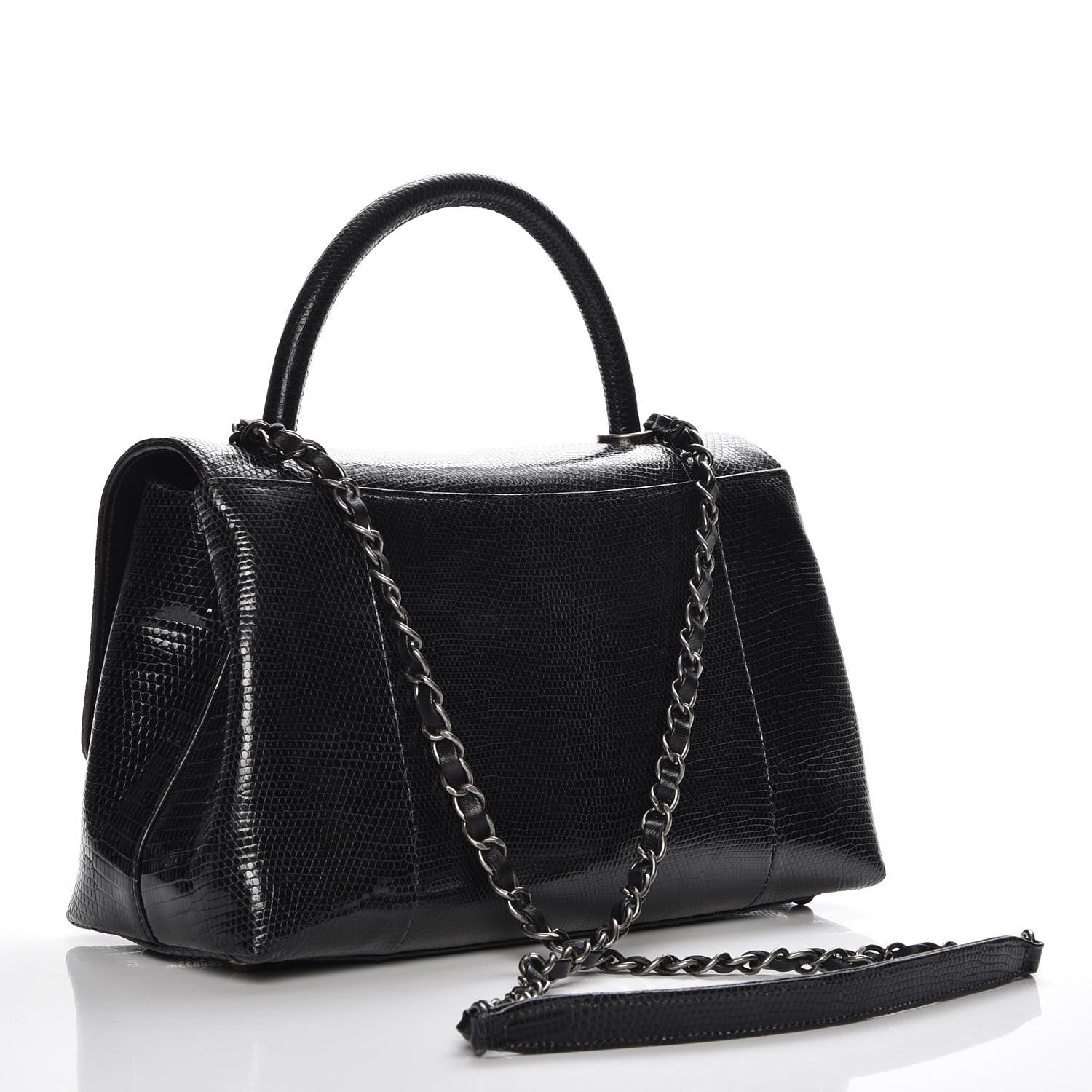 Chanel Lizard Medium Coco Handle Flap Black 4 of 9