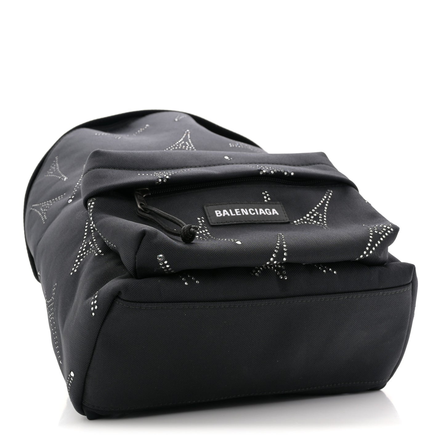 Canvas Crystal Embellished Eiffel Tower Explorer Backpack S Black