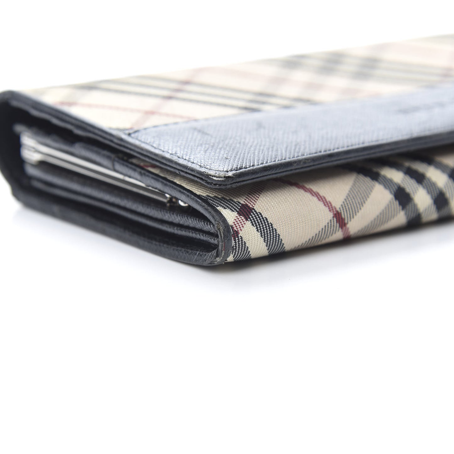 Calfskin House Check Continental Flap Wallet Black