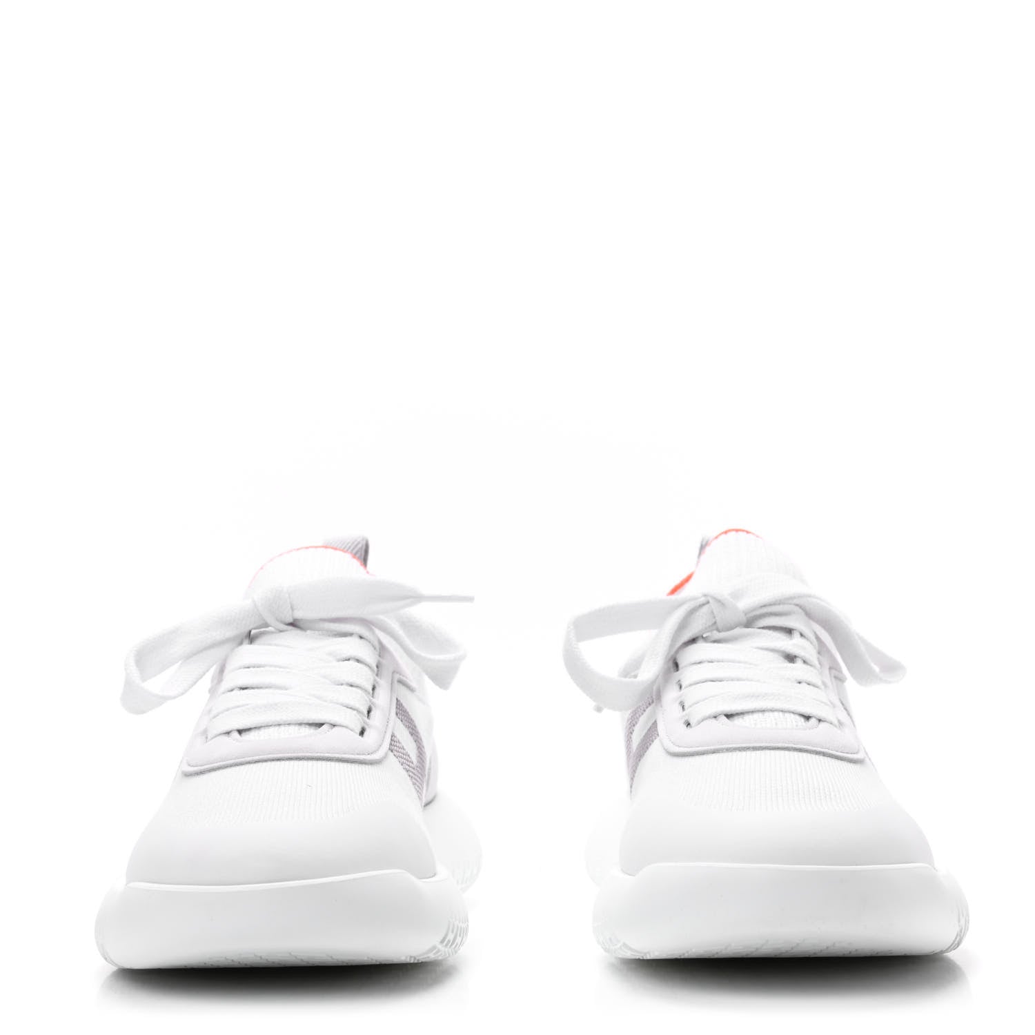 Hermes Knit Suede Goatskin Womens Crew Sneakers 37 White Gris 2 of 10