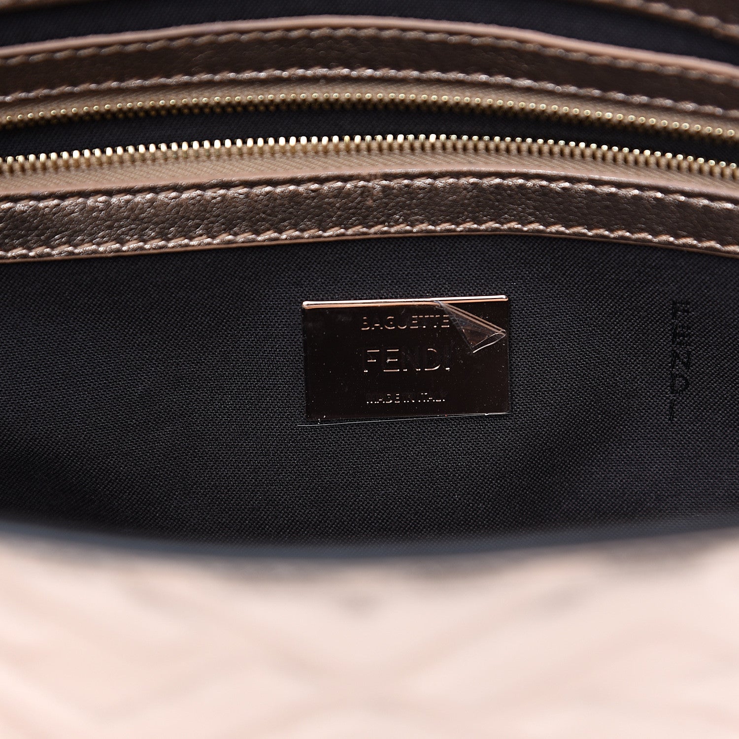 Fendi Vitello Laminato FF 1974 Embossed Baguette Rame 5 of 9