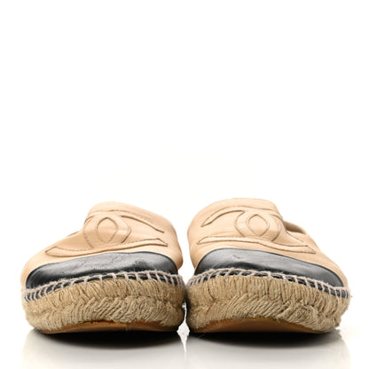 Chanel Lambskin CC Espadrilles 41 Beige Black 2 of 10