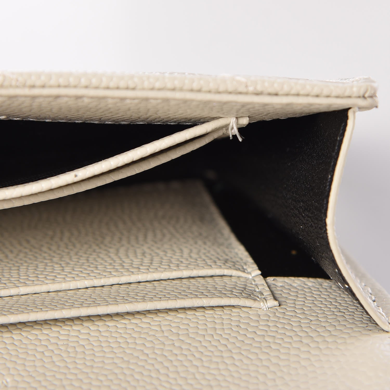Saint Laurent Grain De Poudre Matelasse Chevron Small Monogram Envelope Wallet Crema Soft 7 of 11