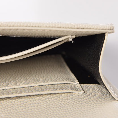 Saint Laurent Grain De Poudre Matelasse Chevron Small Monogram Envelope Wallet Crema Soft 7 of 11