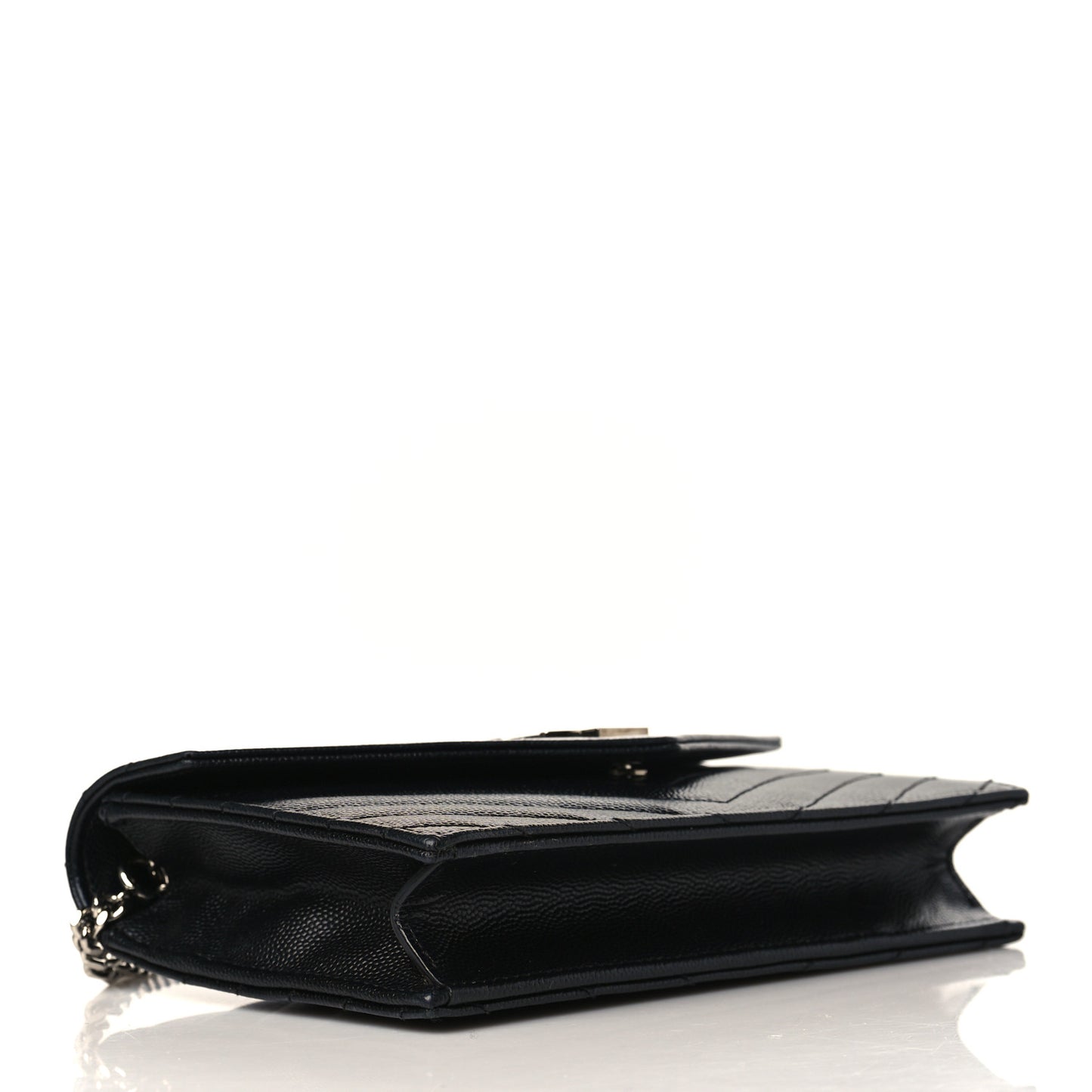 Grain De Poudre Matelasse Chevron Monogram Envelope Chain Wallet Black