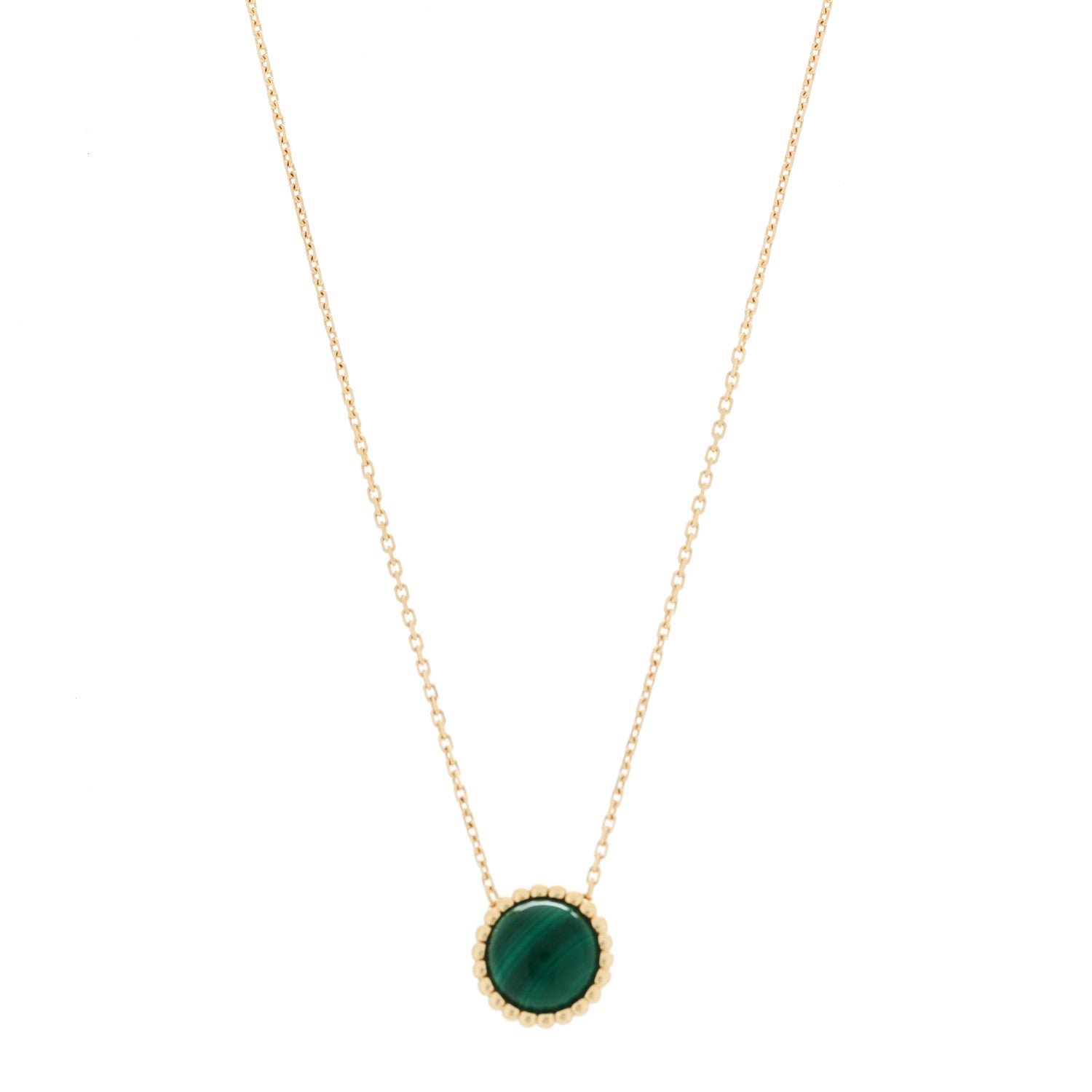 Van Cleef & Arpels 18K Yellow Gold Malachite Perlee Couleurs Pendant Necklace 1 of 6