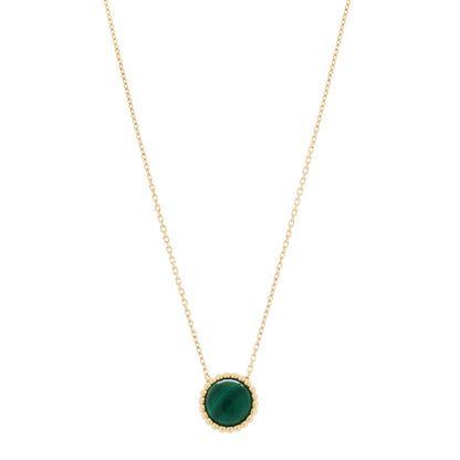 Van Cleef & Arpels 18K Yellow Gold Malachite Perlee Couleurs Pendant Necklace 1 of 6