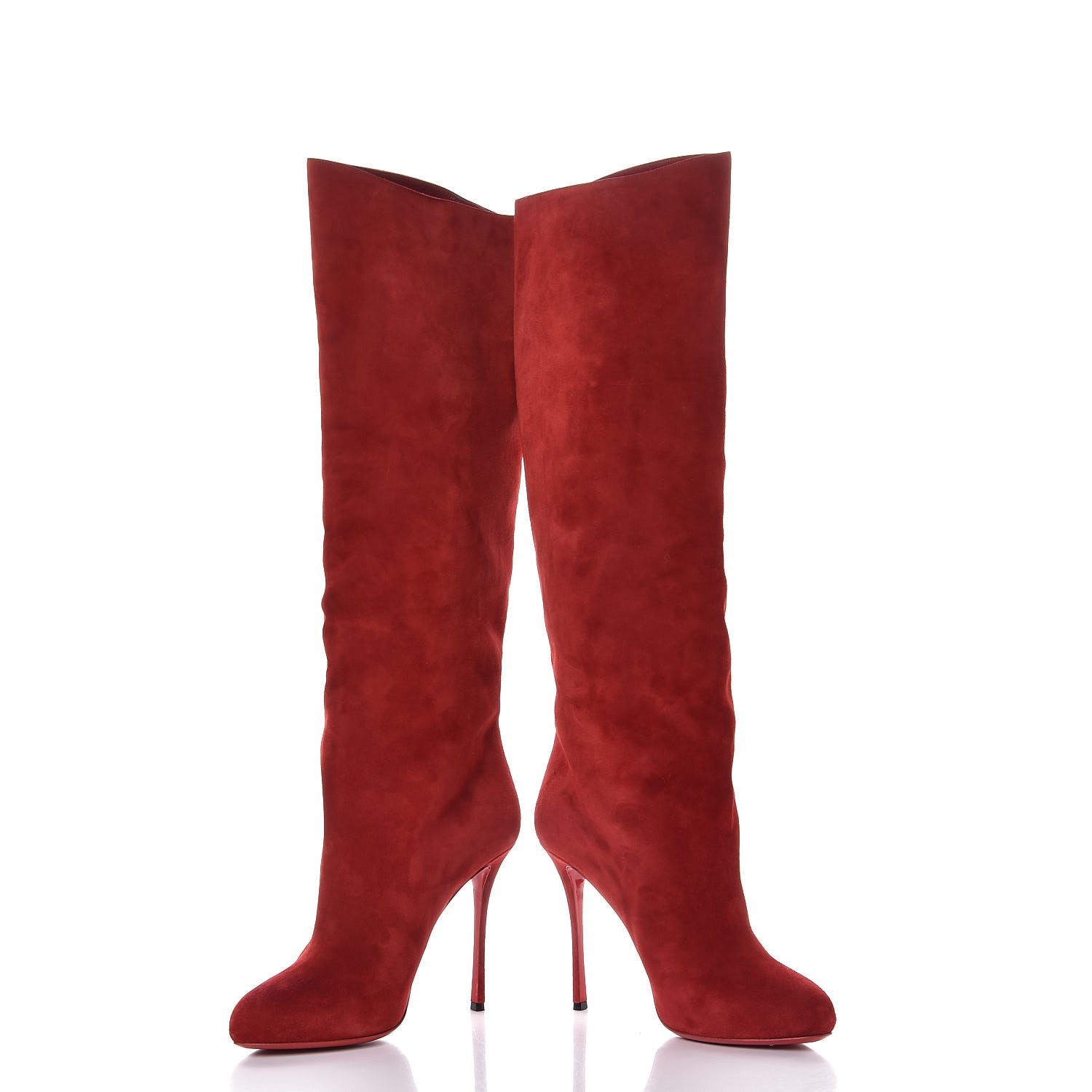 Christian Louboutin Veau Velours Vitish 100 Boots 42 Carmin 6 of 12