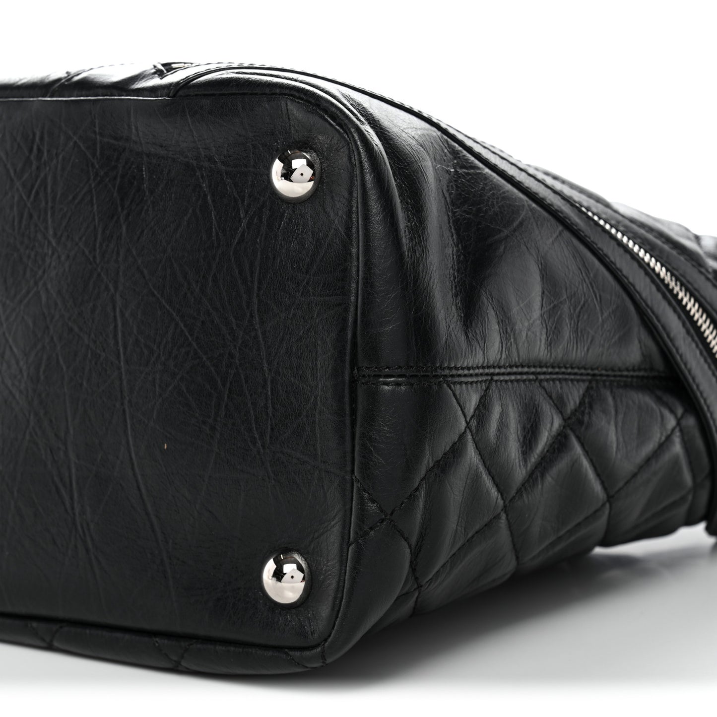 Aged Calfskin Quilted Large Cotton Club Tote Black