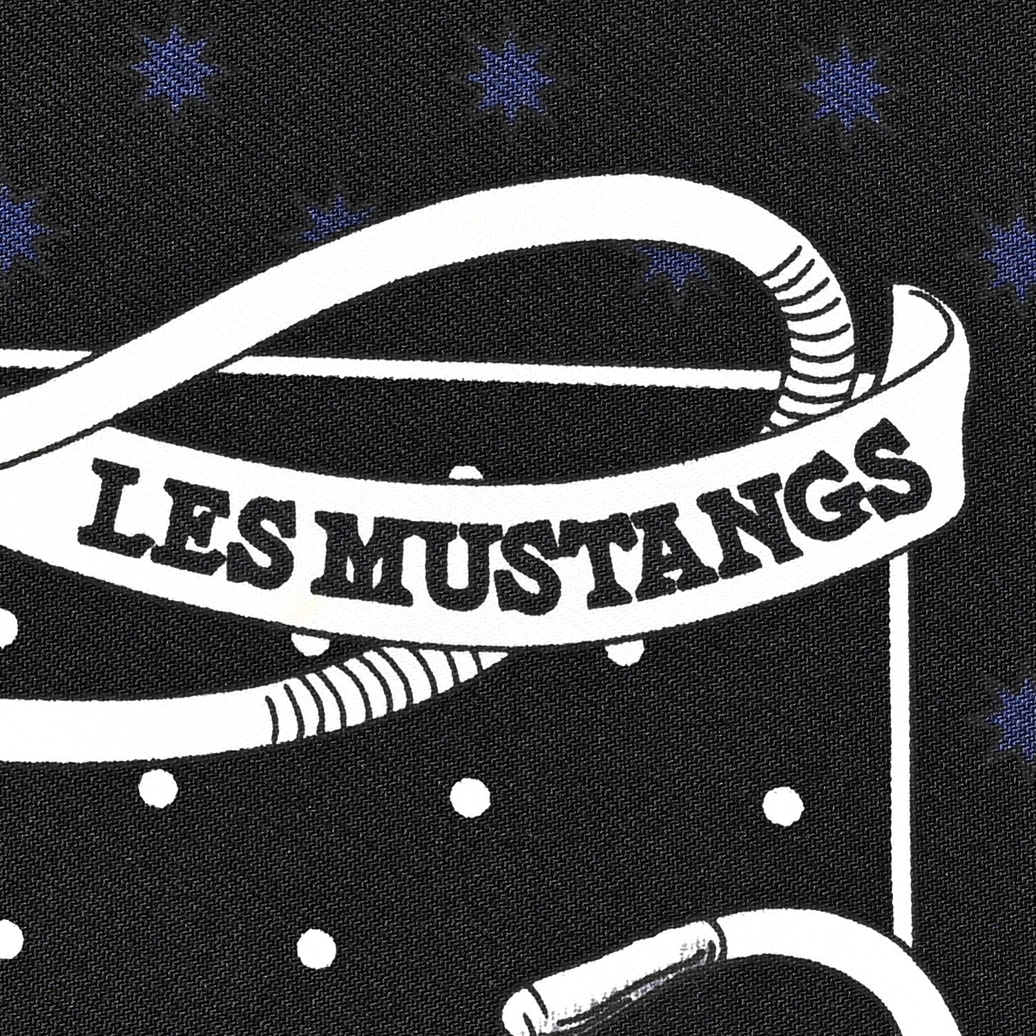 Hermes Silk Les Mustangs Bandana 55 Marine Black White 3 of 6