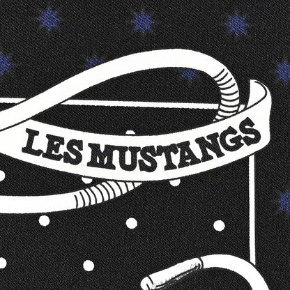 Hermes Silk Les Mustangs Bandana 55 Marine Black White 3 of 6