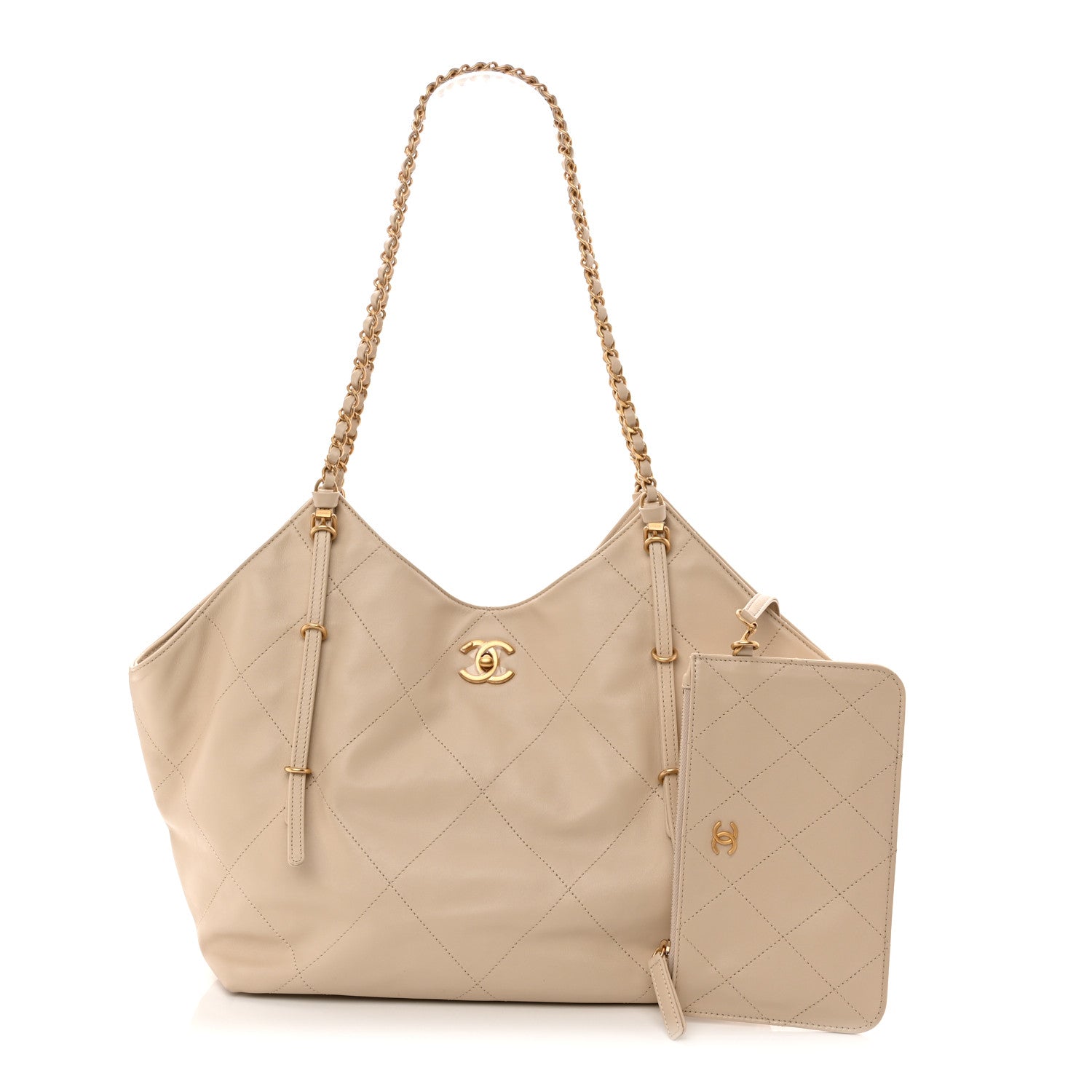 Chanel Calfskin Quilted Small Shopping Bag Beige 3 of 11