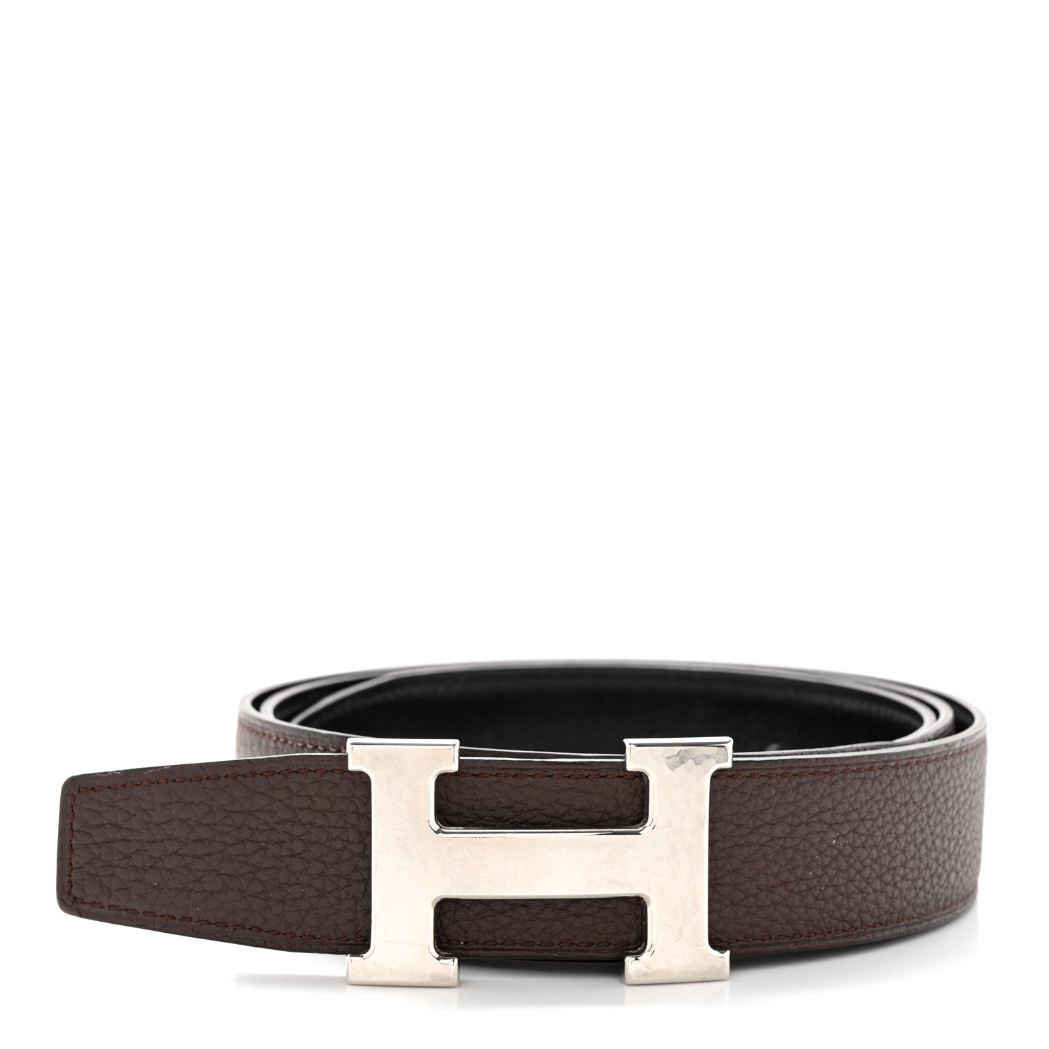 Hermes Box Togo Reversible 32mm H Belt Black Chocolate 1 of 12